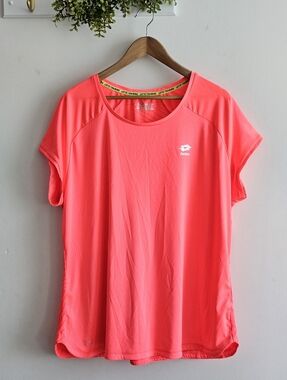 Lotto Italian Sport Design Neon Coral Athletic Top 2X Workout Tee
